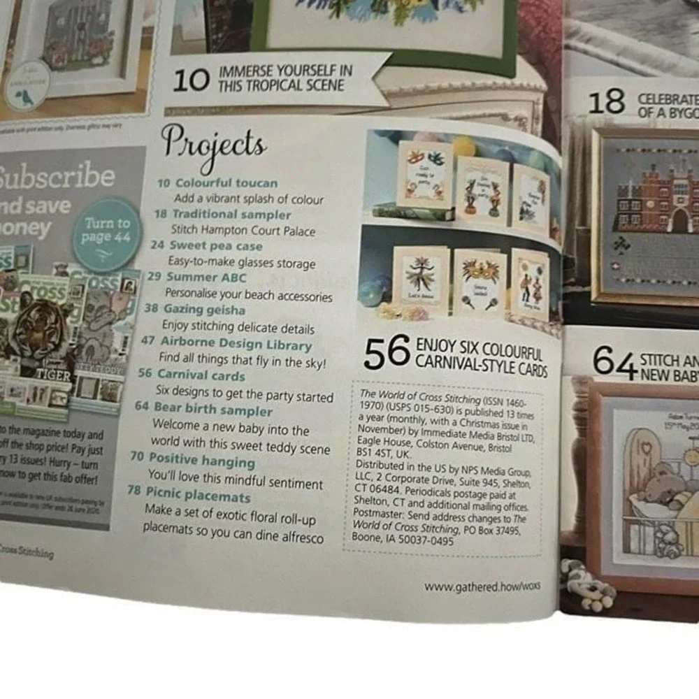 The World of Cross Stitching Magazine ONLY issue 295 July 2020 Tropical Toucan